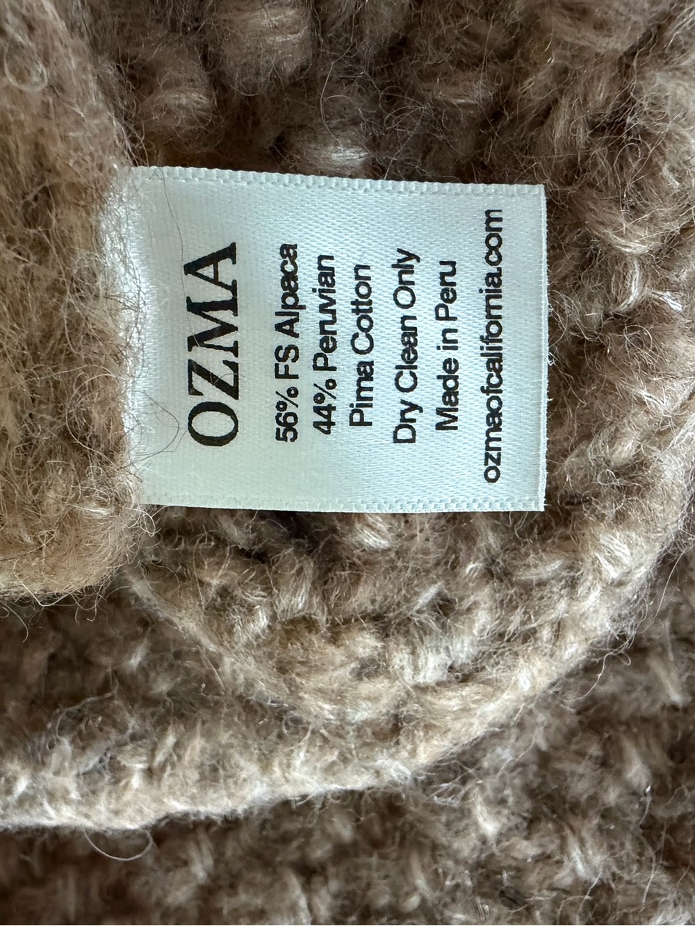 OZMA Chunky Gia Scoop-Neck Alpaca Pullover in Warm Brown (Birch) - Picture 5 of 5